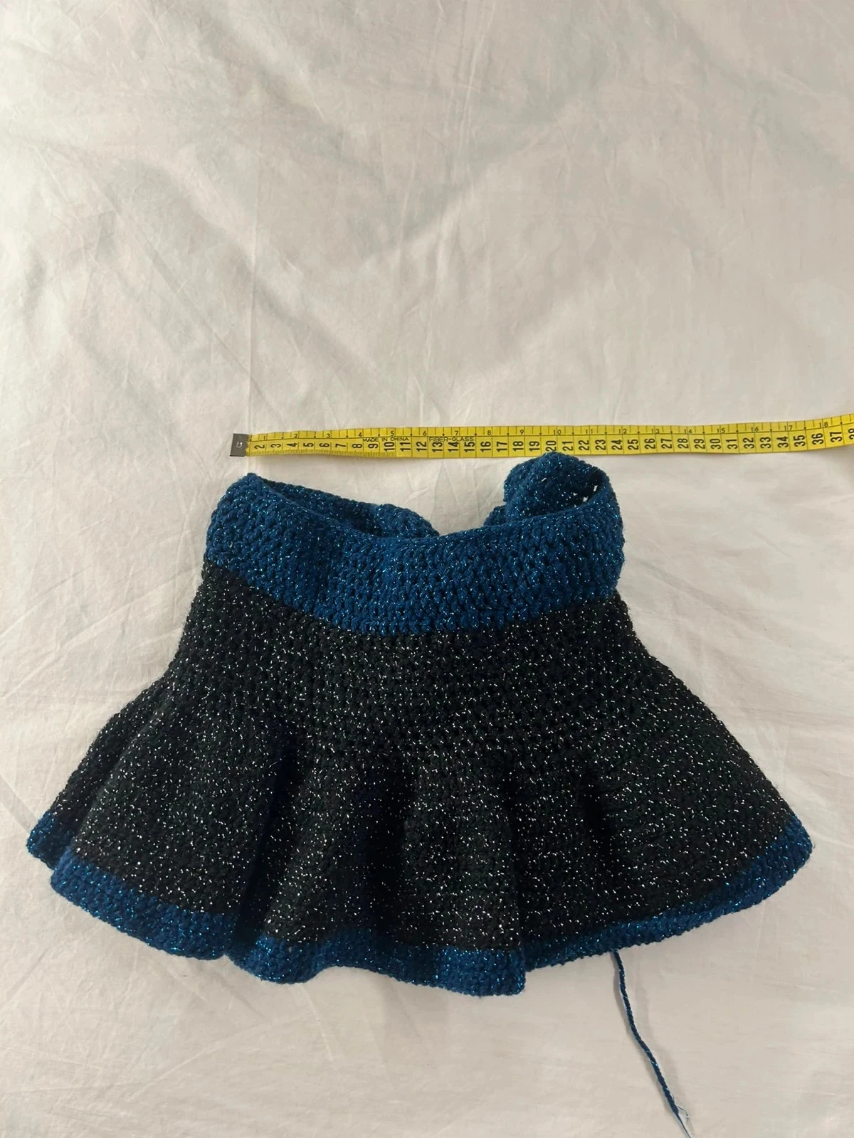 Saia costurada à mão tamanho único vintage azul escuro – photo 8